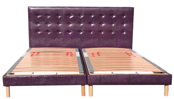 Photo du sommier Tête et pieds relevables Verneuil en finition Skai Socodillo Pourpre