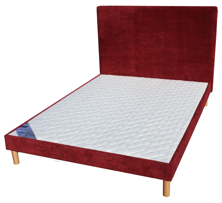 Photo du sommier Montfort avec tête de lit Bordeaux assortie